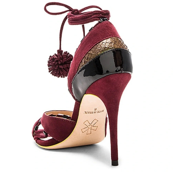 Paola Fabris Daido Heel Purple Pom Pom Wrap Ankle - Picture 3 of 13